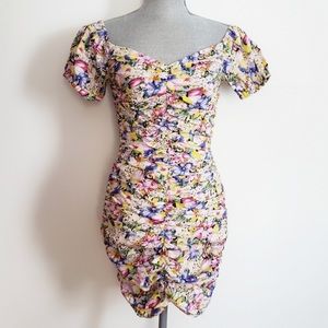 NWT Zara Floral Ruched Dress Size S